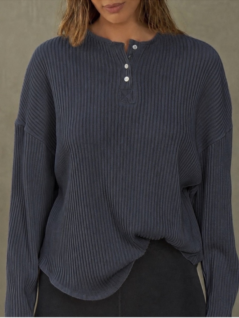 ♡ Joah Brown Henley Pullover Midnight Luxe Knit